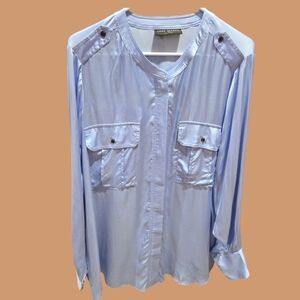 LANE BRYANT BABY BLUE SILK BLOUSE